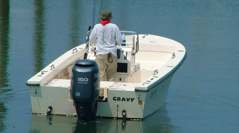 Salty Fly's boat, the Gravy, a 20' center console
