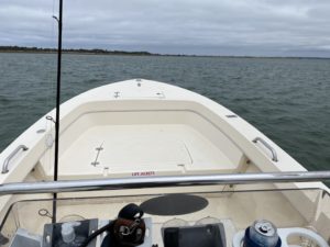 Boat in fish caught picture of captain's view of the Jones Brothers Light Tackle Edition