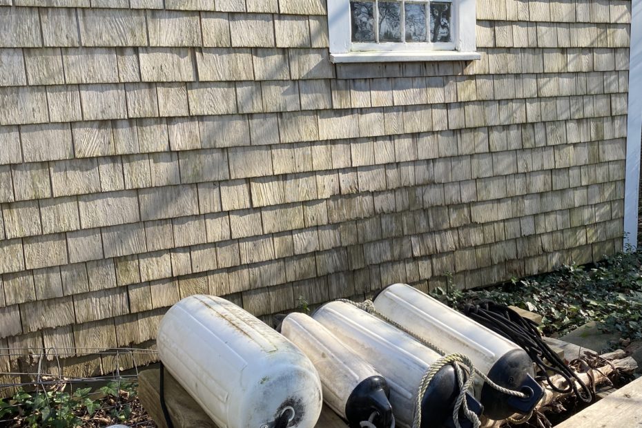 boat fenders laid out for pre-winter storage