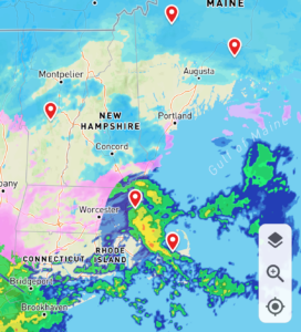 weather radar map of a cape cod winter storm