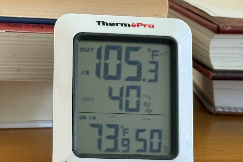 Some like it hot! Picture of a thermometer reading 105 degrees outside