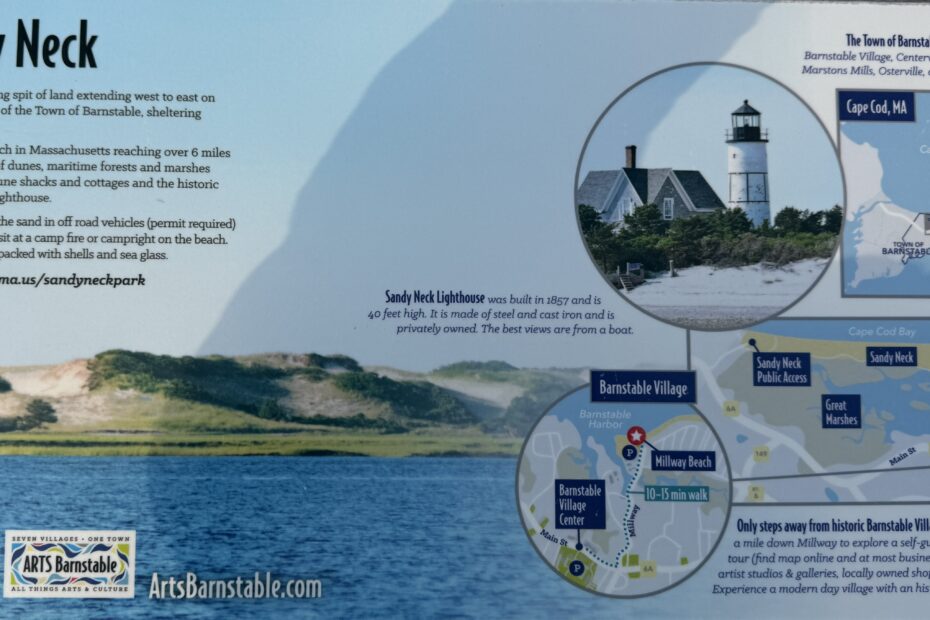 Sandy Neck Lighthouse informational board located at Millway Beach